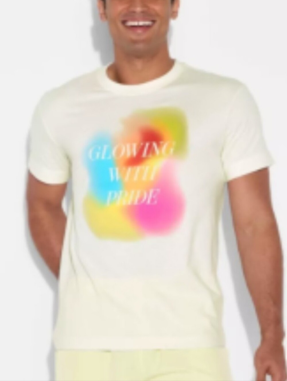 GLOWING WITH PRIDE TEE Short Sleeve T-shirt Pale Yellow Medium NWT